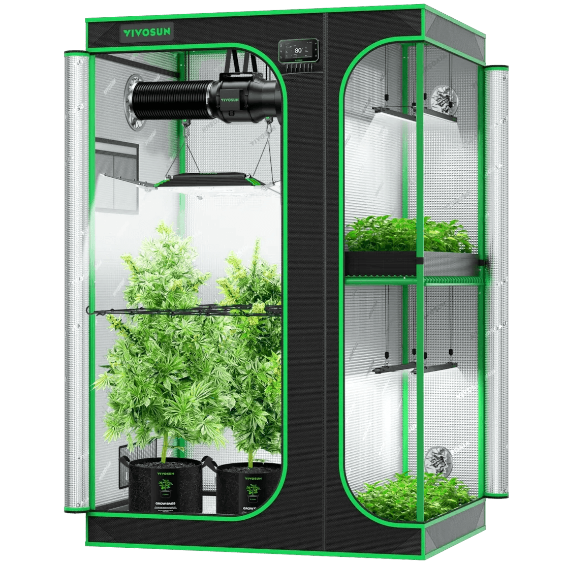 Vivosun Smart 2 - in - 1 Grow Tent Kit 4x5, 4 - Plant Complete System, with WiFi E42A+ Controller, AeroLight Wing AW400 LED Grow Light, and 6 - inch AeroZesh G6 Ventilation Combo - Green Thumb Depot