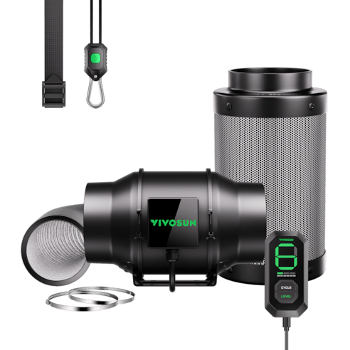 Vivosun Smart Air Filtration Kit 6”, AeroZesh G6 Inline Fan with E12 Speed Controller, Carbon Filter & Ducting Combo - Green Thumb Depot