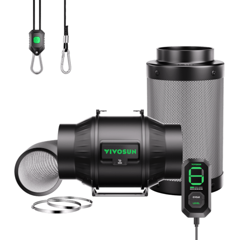 Vivosun Smart Air Filtration Kit 6", AeroZesh T6 Inline Fan with E12 Speed Controller, Carbon Filter & Ducting Combo - Green Thumb Depot