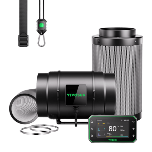 Vivosun Smart Air Filtration PRO G8 Kit 8", AeroZesh G8 Inline Duct Fan w/GrowHub E42A+ Temperature Humidity WiFi - Controller, Carbon Filter & Ducting, Cooling & Ventilation for Grow Tent, Hydroponics - Green Thumb Depot