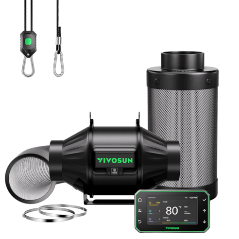 Vivosun Smart Air Filtration PRO Kit 4", AeroZesh T4 Inline Duct Fan with GrowHub E42A+, Temperature Humidity Controller, Carbon Filter & Ducting Ventilation System for Grow Tent, Hydroponics - Green Thumb Depot