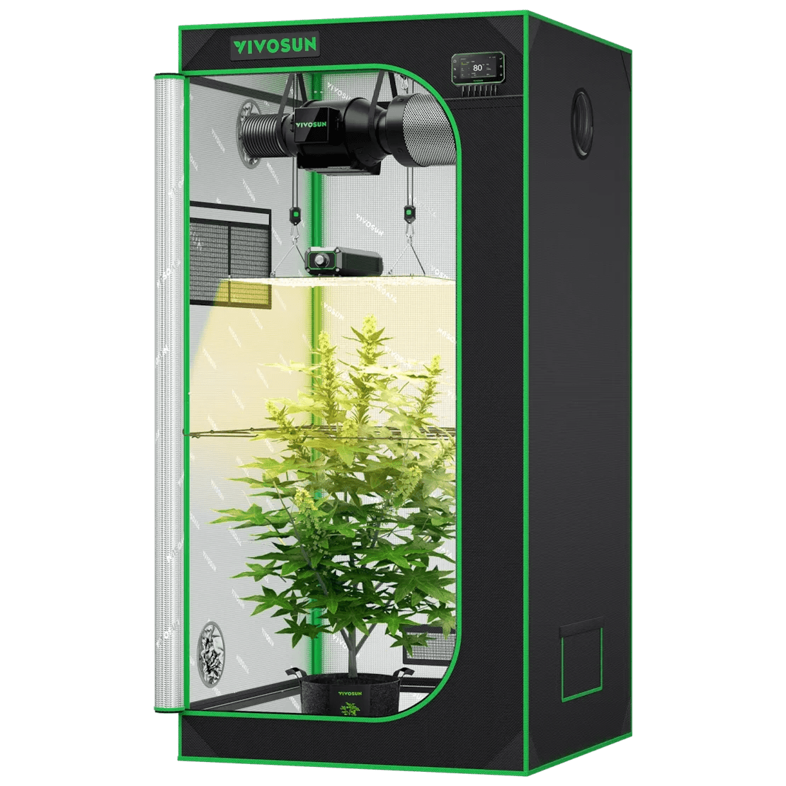 Vivosun Smart Grow Tent Kit, 2.7 × 2.7ft 2 - Plant System, WiFi - Integrated Automatic Grow System with Full Spectrum LED Grow Light, Efficient Ventilation System with GrowHub E42A+ Controller - Green Thumb Depot
