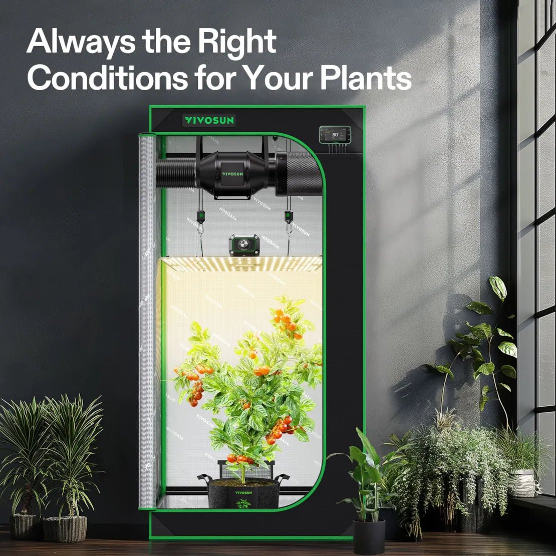 Vivosun Smart Grow Tent Kit, 2.7 × 2.7ft 2 - Plant System, WiFi - Integrated Automatic Grow System with Full Spectrum LED Grow Light, Efficient Ventilation System with GrowHub E42A+ Controller - Green Thumb Depot
