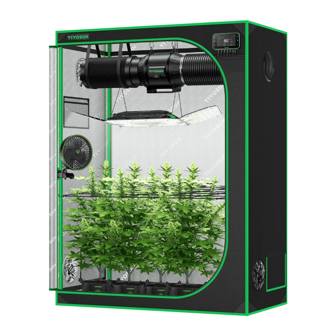 Vivosun Smart Grow Tent Kit 2x5, 3 - Plant Complete System, with WiFi E42A+ Controller, 200W AeroLight Wing LED Grow Light, 6 - inch AeroZesh T6 Ventilation Combo, and AeroWave E6 Gen2 Clip - on Fan - Green Thumb Depot