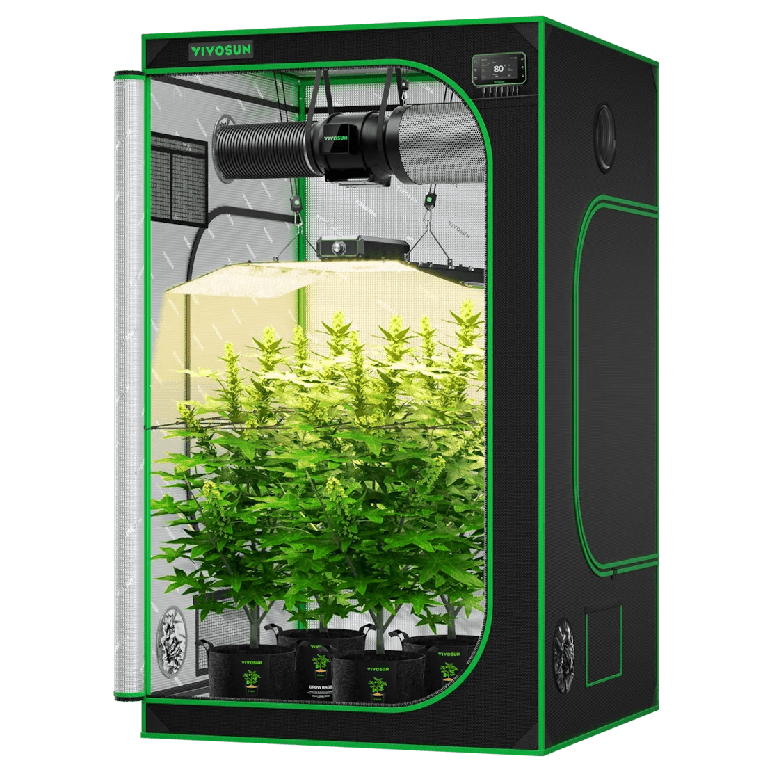 Vivosun Smart Grow Tent Kit, 4 × 4ft 4 - Plant System, WiFi - Integrated Automatic Grow System with Full Spectrum LED Grow Light, Efficient Ventilation System with GrowHub E42A+ Controller - Green Thumb Depot