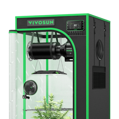 Vivosun Smart Grow Tent Kit Pro 2x2, 1 - Plant Complete System, with WiFi E42A+ Controller, 100W AeroLight LED Grow Light, 4 - inch AeroZesh T4 Ventilation Combo, and AeroWave E6 Gen2 Clip - on Fan - Green Thumb Depot