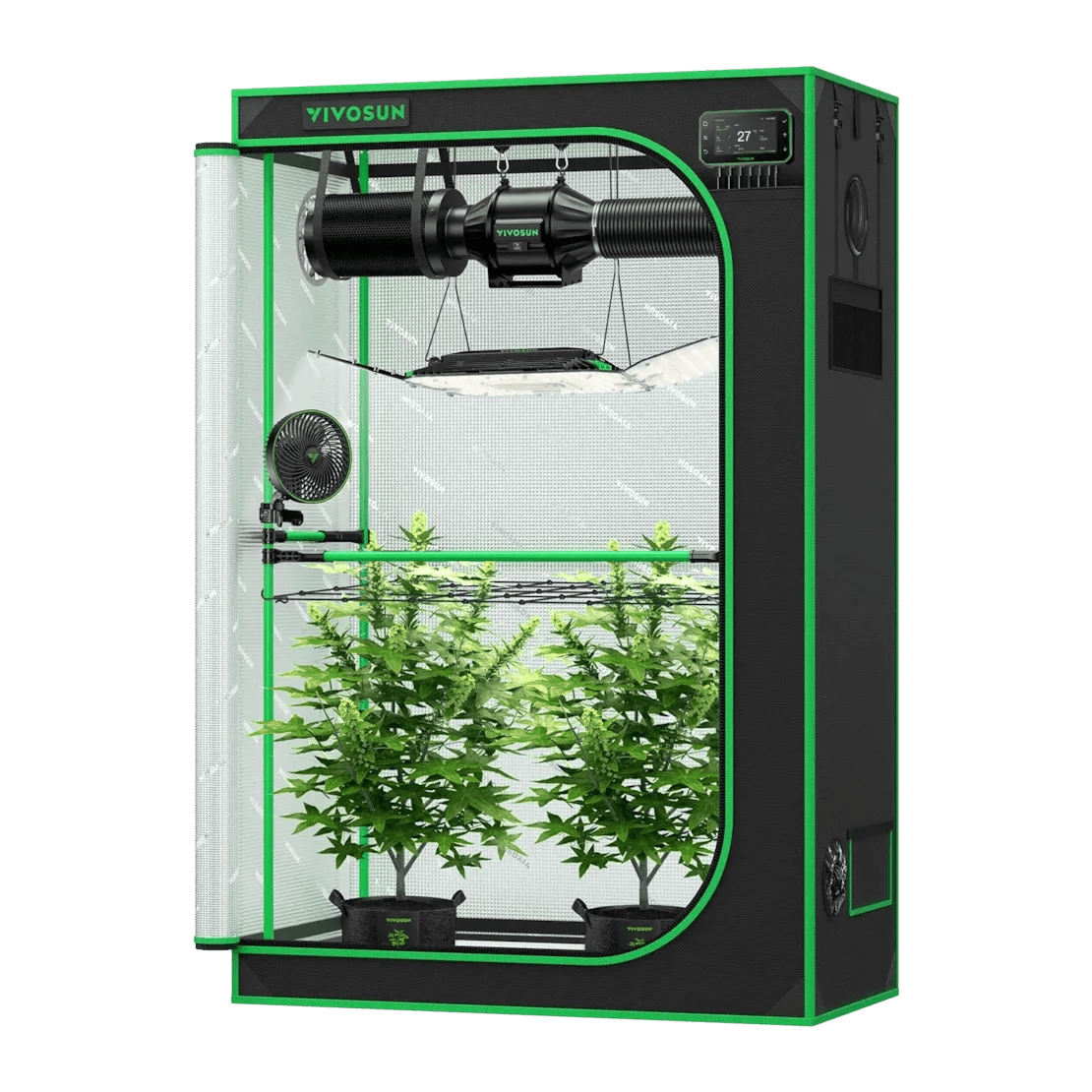 Vivosun Smart Grow Tent Kit Pro 2x4, 2 - Plant Complete System, with WiFi E42A+ Controller, 200W AeroLight Wing LED Grow Light, 4 - inch AeroZesh T4 Ventilation Combo, and AeroWave E6 Gen2 Clip - on Fan - Green Thumb Depot