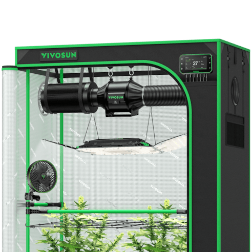 Vivosun Smart Grow Tent Kit Pro 2x4, 2 - Plant Complete System, with WiFi E42A+ Controller, 200W AeroLight Wing LED Grow Light, 4 - inch AeroZesh T4 Ventilation Combo, and AeroWave E6 Gen2 Clip - on Fan - Green Thumb Depot
