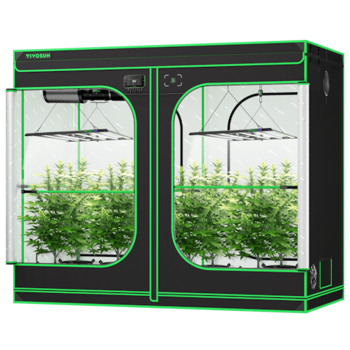 Vivosun Smart Grow Tent Kit Pro 4x8, 8 - Plant Complete System, with WiFi E42A+ Controller, 2x 500W LumaLight LED Grow Light, and 8 - inch AeroZesh T8 Ventilation Combo - Green Thumb Depot