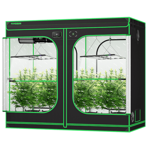 Vivosun Smart Grow Tent Kit Pro 4x8, 8-Plant Complete System, with WiFi E42A+ Controller, 2x 500W LumaLight LED Grow Light, and 8-inch AeroZesh T8 Ventilation Combo