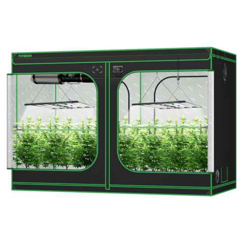 Vivosun Smart Grow Tent Kit Pro 5x10, 12 - Plant Complete System, with WiFi E42A+ Controller, 2x 750W LumaLight LED Grow Light, and 8 - inch AeroZesh T8 Ventilation Combo - Green Thumb Depot
