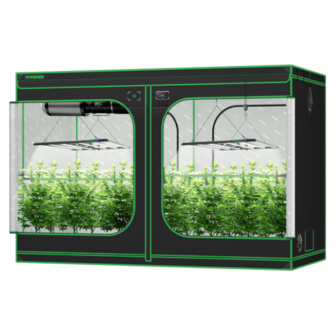 Vivosun Smart Grow Tent Kit Pro 5x10, 12-Plant Complete System, with WiFi E42A+ Controller, 2x 750W LumaLight LED Grow Light, and 8-inch AeroZesh T8 Ventilation Combo