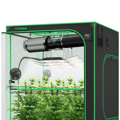 Vivosun Smart Grow Tent Kit Pro 5x5, 6 - Plant Complete System, with WiFi E42A+ Controller, 3x 200W AeroLight Wing LED Grow Light, 8 - inch AeroZesh T8 Ventilation Combo, and 2x AeroWave E6 Gen2 Clip - on Fan - Green Thumb Depot