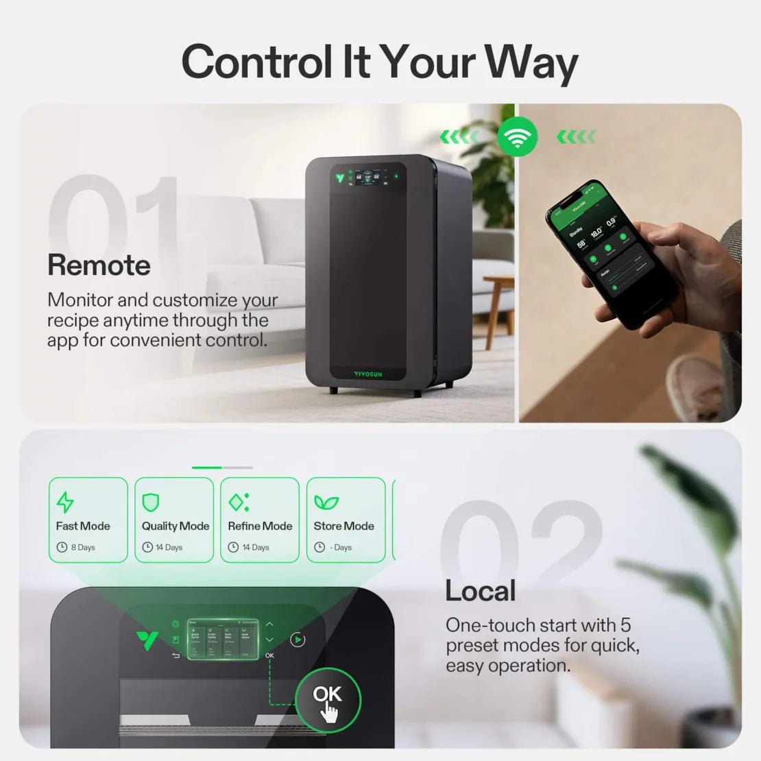 Vivosun Smart Post - Harvest Box, Drying Machine with Temperature Humidity Control System - Green Thumb Depot
