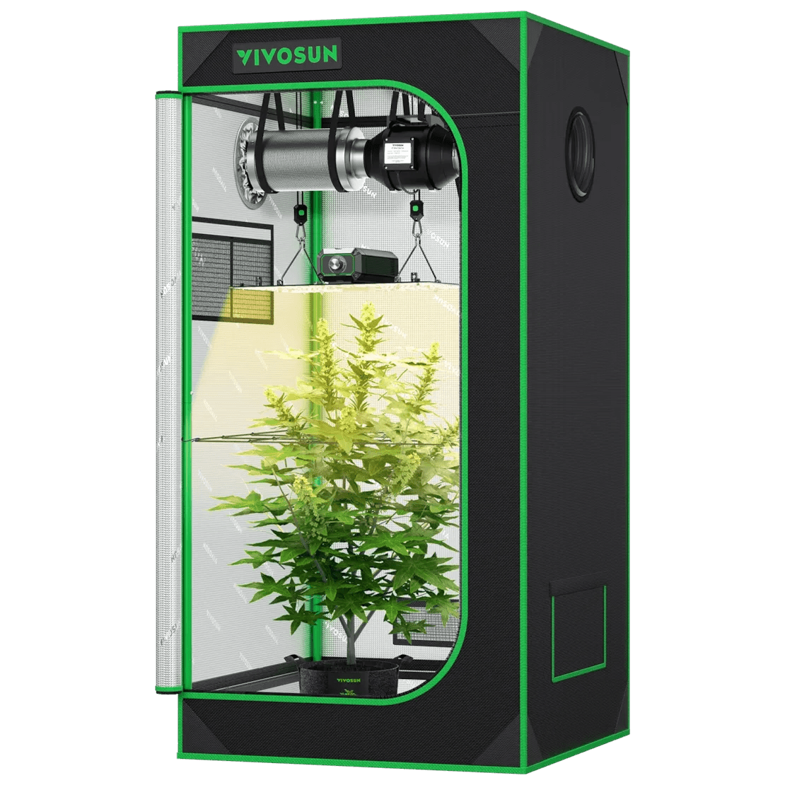 Vivosun Starter Grow Tent Kit, 2 × 2ft 1 - Plant System, WiFi - Controlled Grow System with Full Spectrum LED Grow Light, Automatic Ventilation, GrowHub Outlet A22 with Temperature and Humidity Sensor - Green Thumb Depot