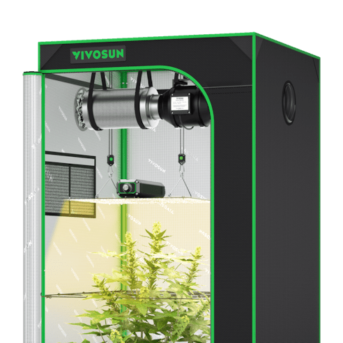 Vivosun Starter Grow Tent Kit, 2.7 × 2.7ft 2 - Plant System, WiFi - Controlled Grow System with Full Spectrum LED Grow Light, Automatic Ventilation, GrowHub Outlet A22 with Temperature and Humidity Sensor - Green Thumb Depot
