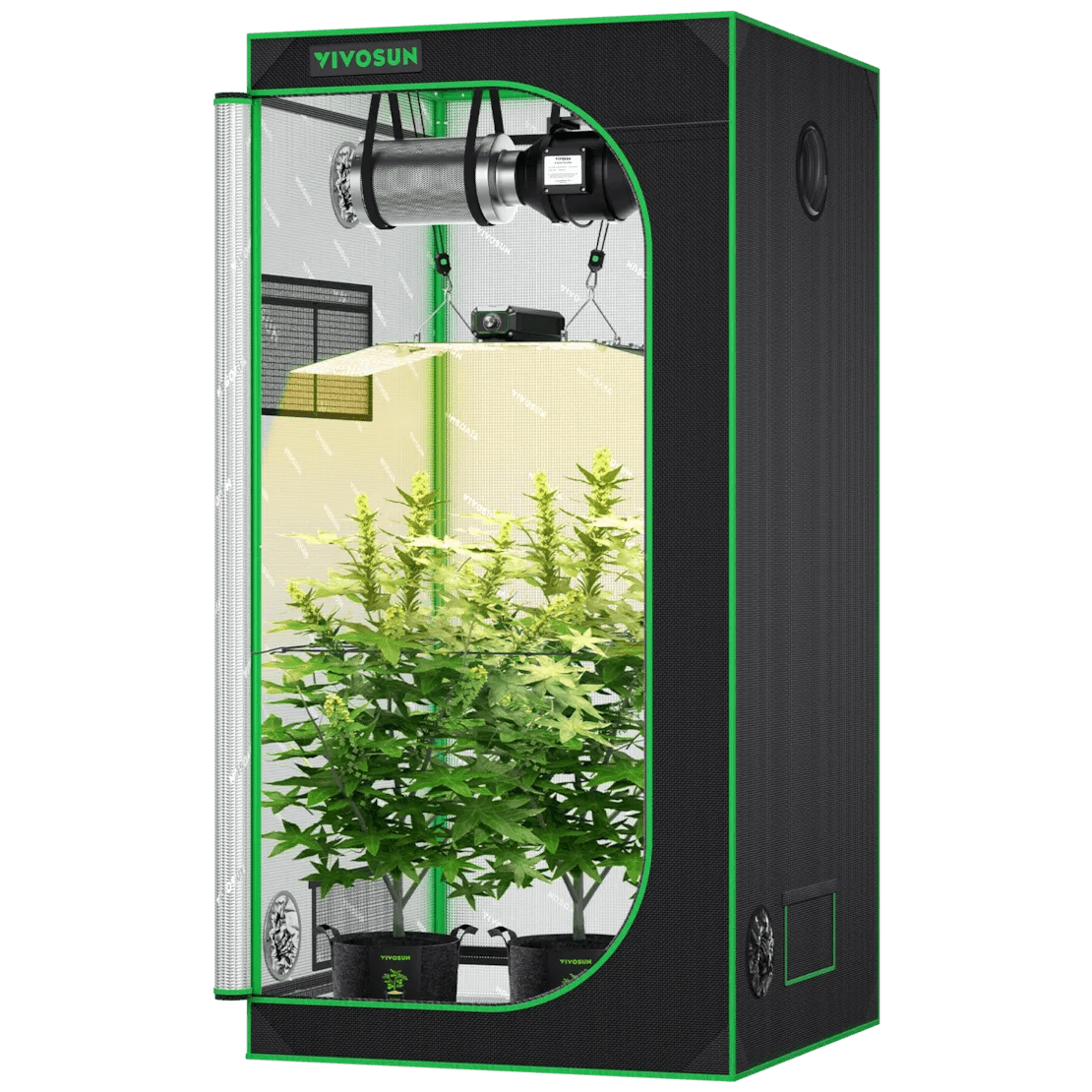 Vivosun Starter Grow Tent Kit, 3 × 3ft 3 - Plant System, WiFi - Controlled Grow System with Full Spectrum LED Grow Light, Automatic Ventilation, GrowHub Outlet A22 with Temperature and Humidity Sensor - Green Thumb Depot