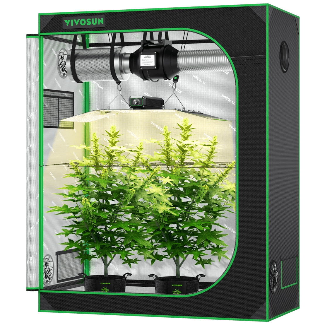 Vivosun Starter Grow Tent Kit, 4 × 2ft 2 - Plant System, WiFi - Controlled Grow System with Full Spectrum LED Grow Light, Automatic Ventilation, GrowHub Outlet A22 with Temperature and Humidity Sensor - Green Thumb Depot