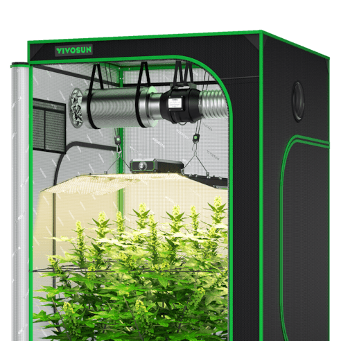 Vivosun Starter Grow Tent Kit, 4 × 4ft 4 - Plant System, WiFi - Controlled Grow System with Full Spectrum LED Grow Light, Automatic Ventilation, GrowHub Outlet A22 with Temperature and Humidity Sensor - Green Thumb Depot