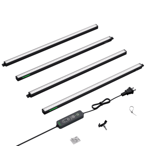 Vivosun T5 Grow Lights for Indoor Plants, 5000K Full Spectrum 60W (4 x 15W), 2FT LED Plant Light Strip with Timer & Dimming Controller for Seed Starting, 4-Pack