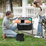 Vivosun Tumbling Composter Dual Rotating Batch Compost Bin 43 Gallon Orange - Green Thumb Depot