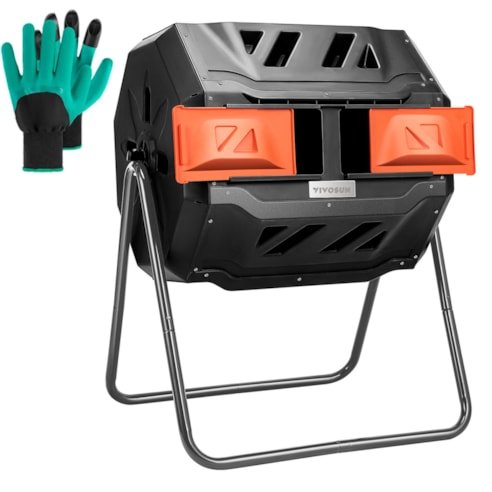 Vivosun Tumbling Composter Dual Rotating Batch Compost Bin 43 Gallon Orange - Green Thumb Depot