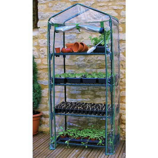 4 Tier Portable Rolling Greenhouse with Clear Cover - Green Thumb Depot