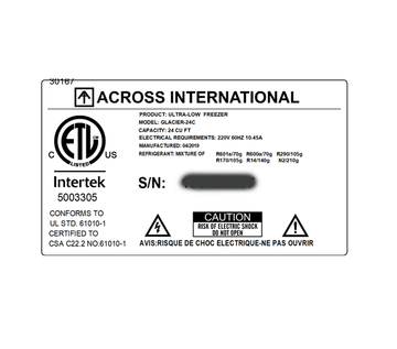 Across International Ai Glacier 21 Cu Ft -86C Ultra Low Temp Chest