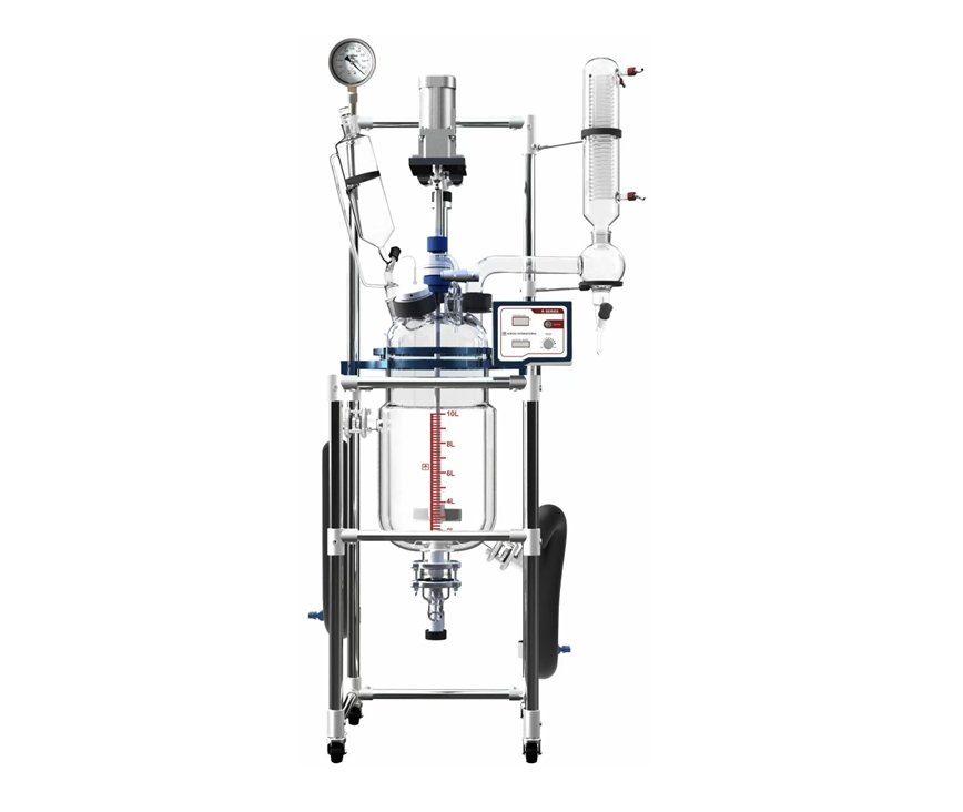 Across International 10L Single or Dual Jacketed Glass Reactor w/ Chiller & Pump - Green Thumb Depot