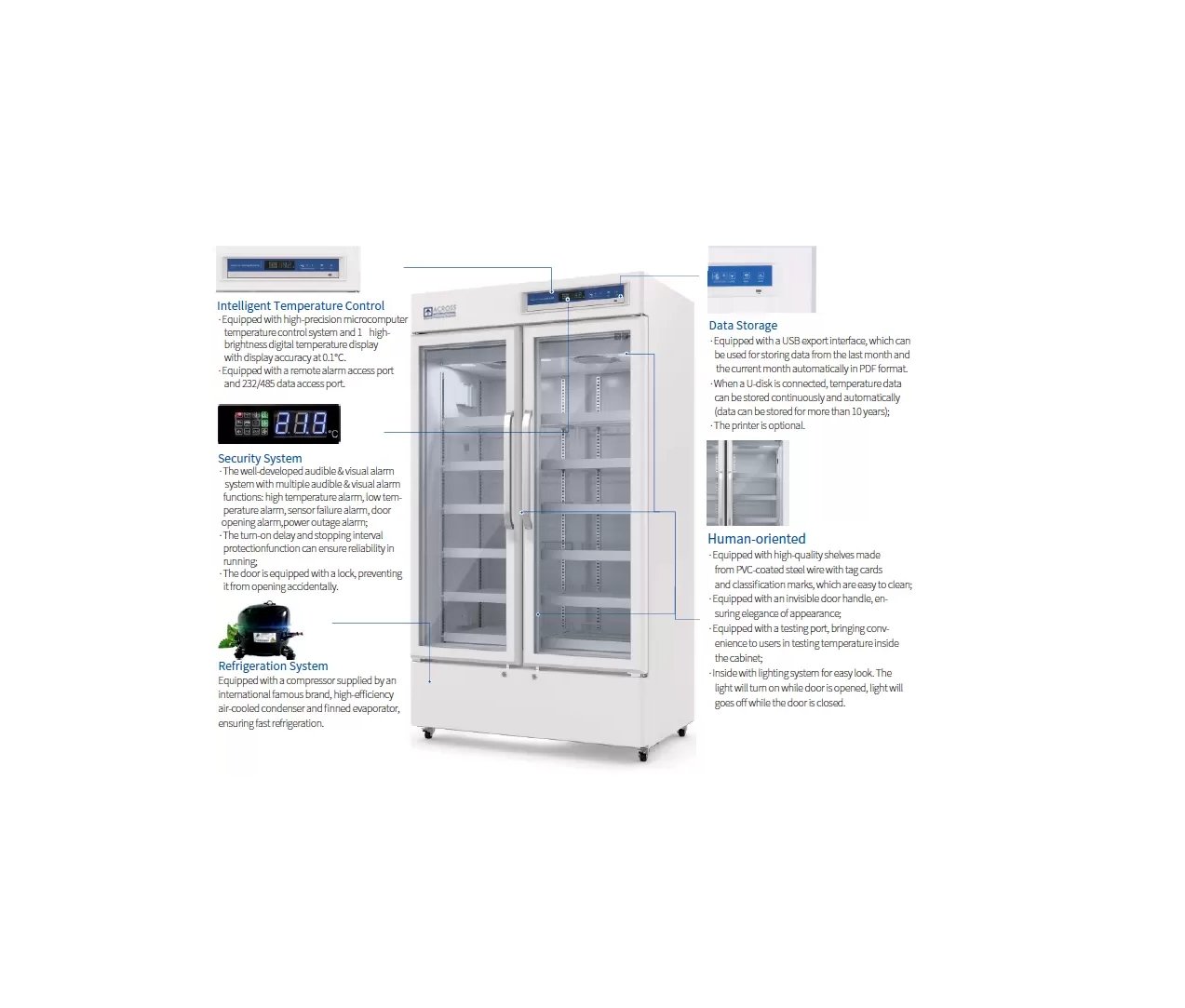 Across International Ai 26 CF 2-8°C Lab Upright Pharmacy Medical Vaccine Refrigerator - Green Thumb Depot