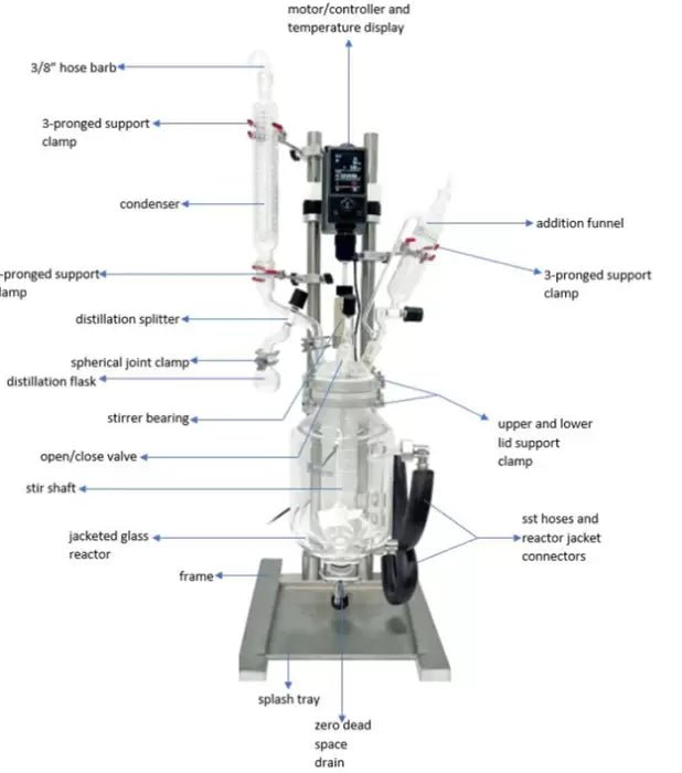 Ai 2L Single Jacketed Glass Reactor - 115V/230V Compatible - Green Thumb Depot