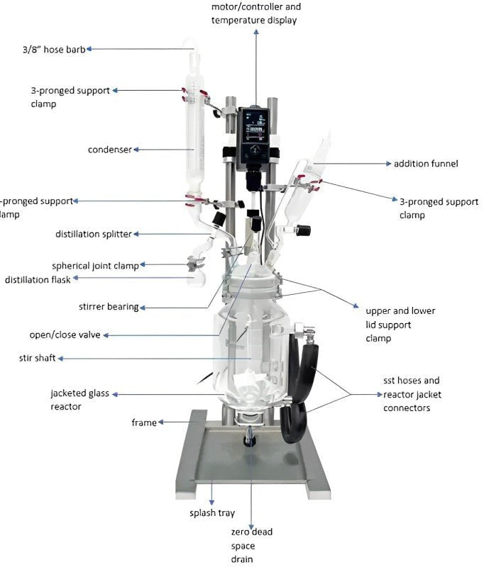 Ai 5L Single Jacketed Glass Reactor - 115V/230V Compatible - Green Thumb Depot