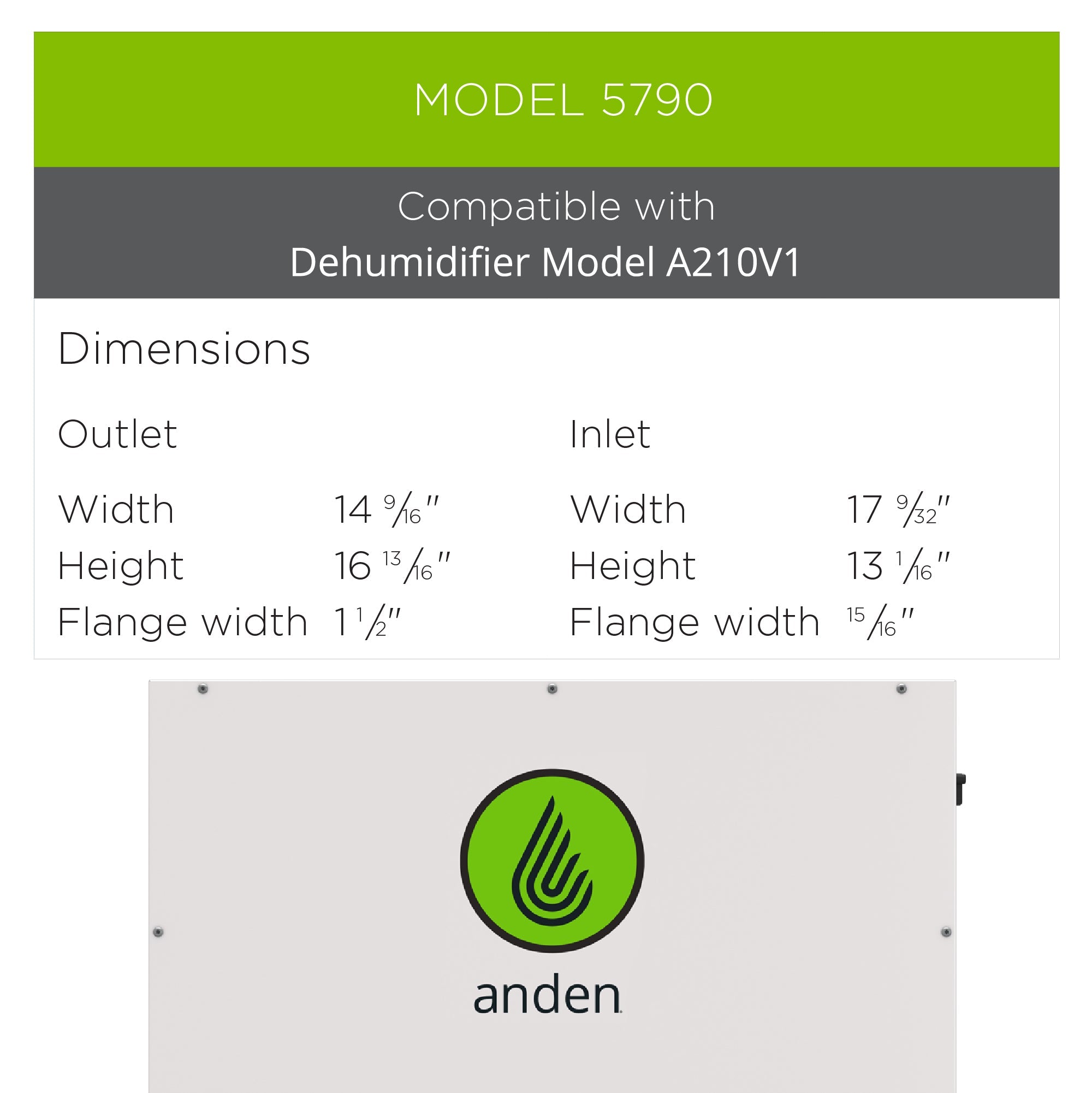 Anden 5790 Round Duct Kit For A210V1 Dehumidifier
