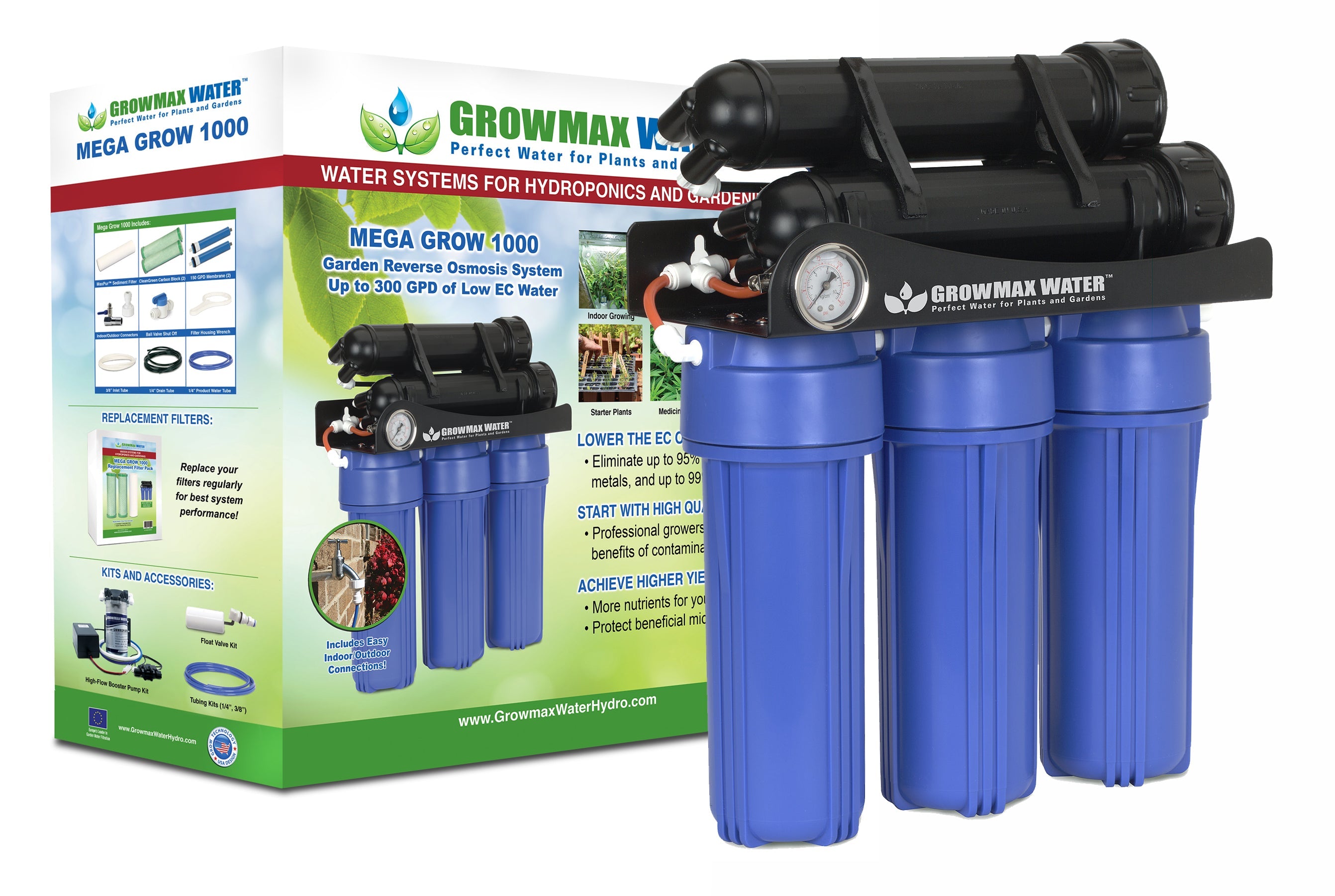 GrowMax Water Mega Grow 1000 Reverse Osmosis Water Filtration System - Green Thumb Depot