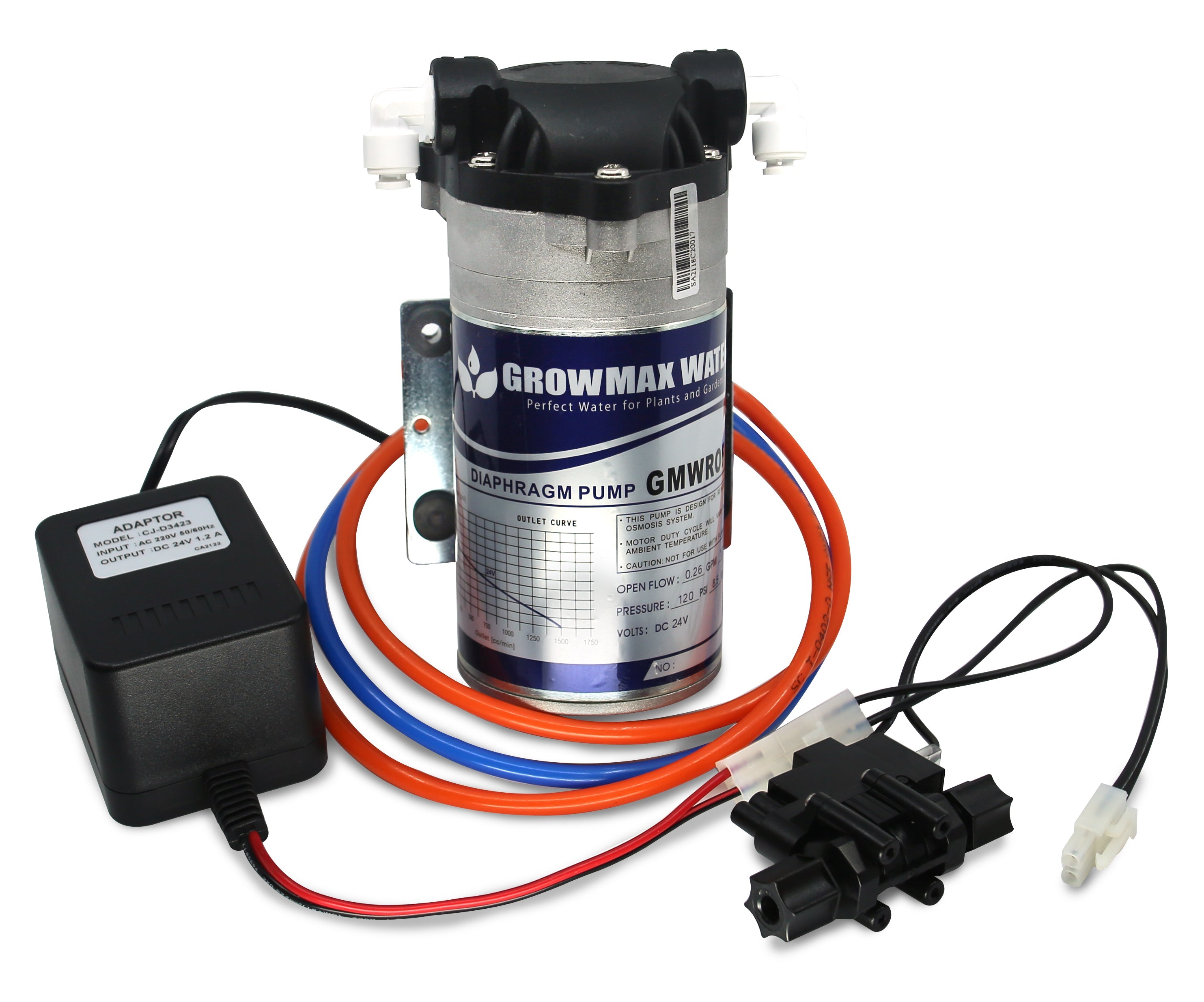 GrowMax Water Reverse Osmosis Booster Pump Kit, 0.26 GPM - Green Thumb Depot