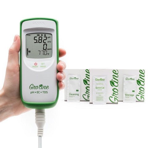 Hanna GroLine Waterproof Portable pH/EC/TDS/Temperature Hydroponics Meter Kit - Green Thumb Depot