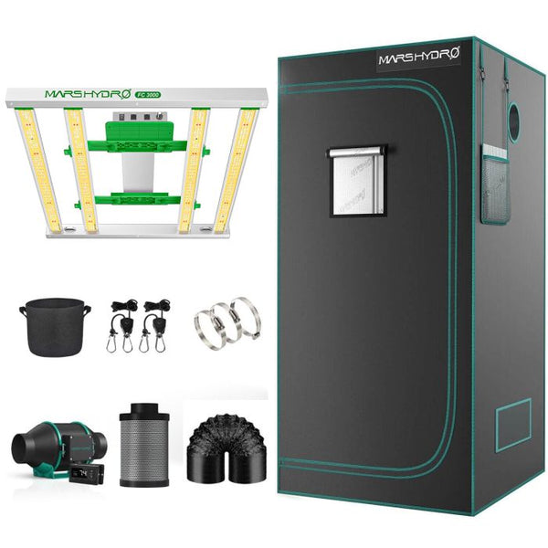 Mars Hydro 3x3 Grow Tent Kit w/ FC 3000 LED Grow Light — Green