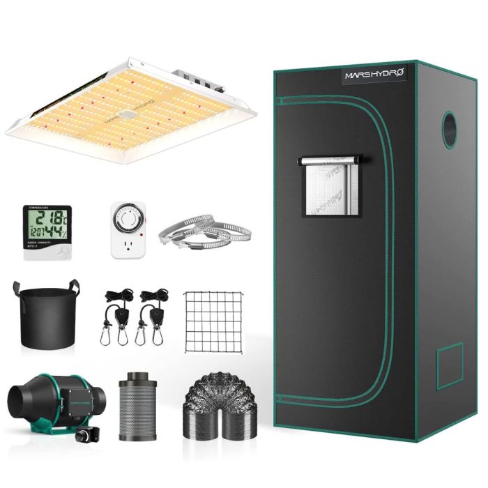 Mars Hydro 2.3x2.3 Grow Tent Kit w/ TS 1000 LED Grow Light — Green ...