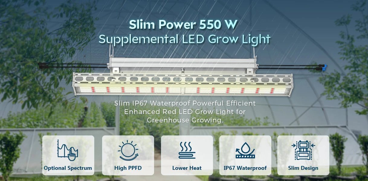 Medic Grow Slim Power 2 Commercial Greenhouse LED Grow Lights for Efficient Indoor Plants Growing - 550 Watt - Green Thumb Depot