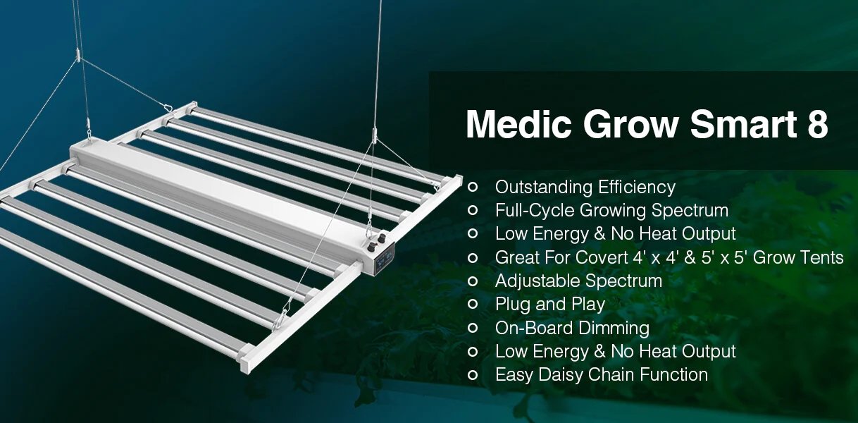 Medic Grow Smart-8 LED Grow Light - Full Spectrum for Efficient Indoor Plants Growing - 760 Watt - Green Thumb Depot