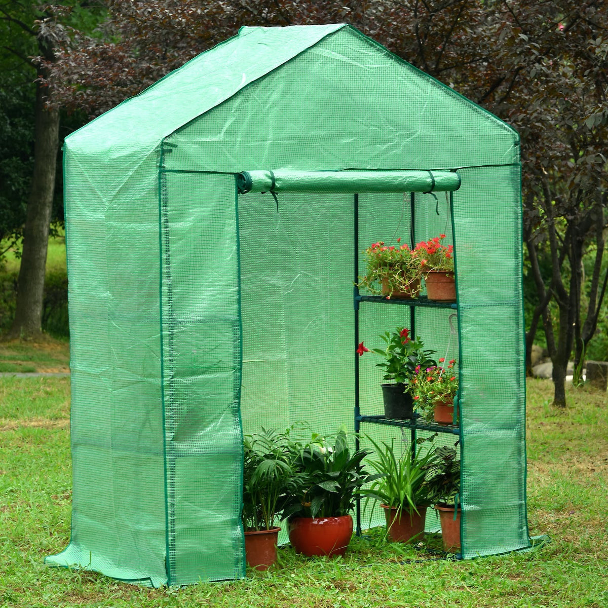 Riverstone Medium Portable Walk In Greenhouse with Heavy Duty Opaque C ...