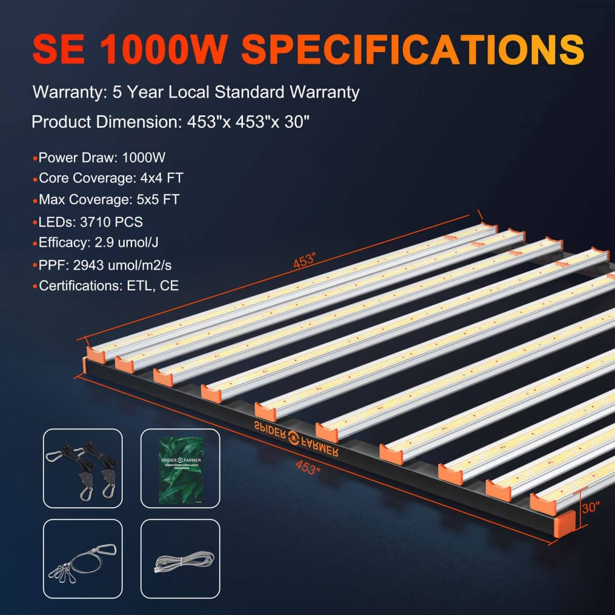 Spider Farmer® SE1000W LED Grow Light Dimmable for Vertical Commercial Grow - Green Thumb Depot