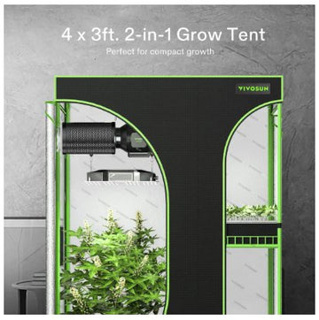 1.2 x 2.4 grow tent Vivosun 2-in-1 Mylar Grow Tent 4x3 with Multi-Chamber, 48″ x 36″ x 72″ —  Green Thumb Depot