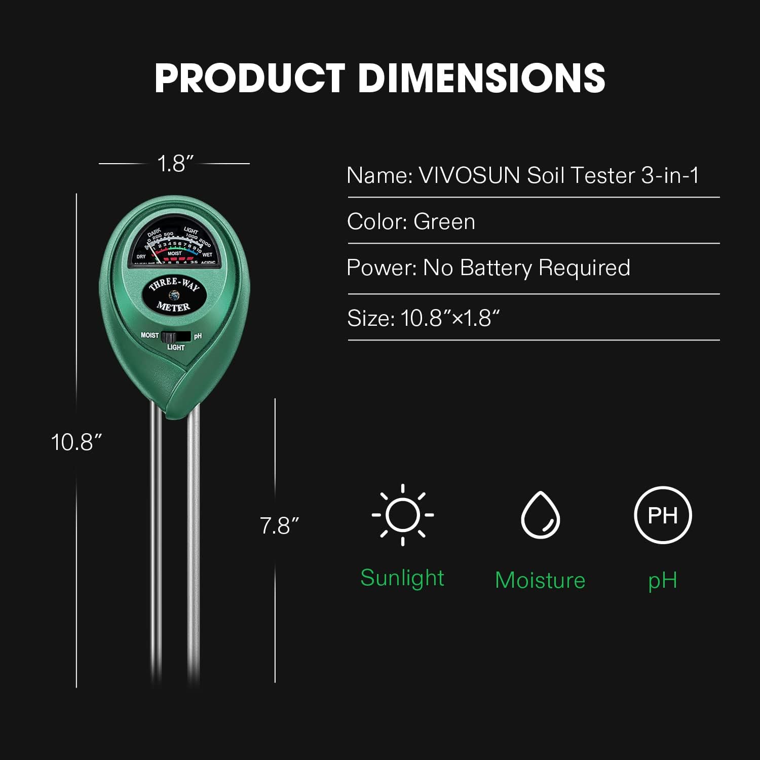 VIVOSUN 3-in-1 Soil Tester - Green Thumb Depot