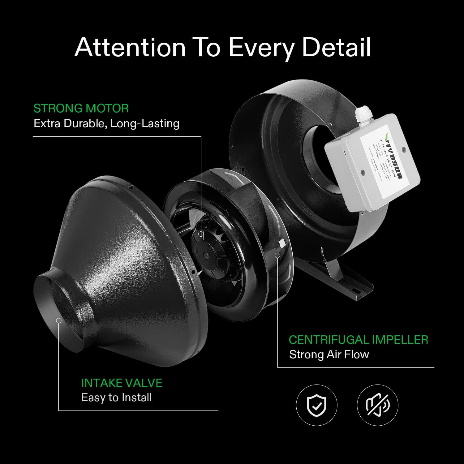 VIVOSUN CFM Inline Duct Fan Kit with Carbon Filter and Ducting - Green Thumb Depot