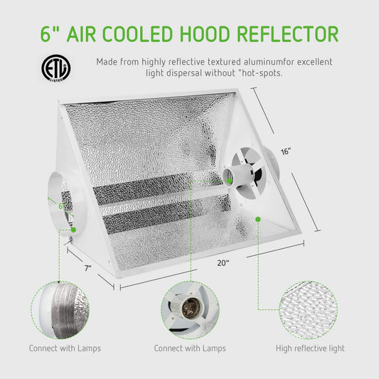 VIVOSUN Hydroponic Grow Light Air Cooled Reflector Kit - Green Thumb Depot