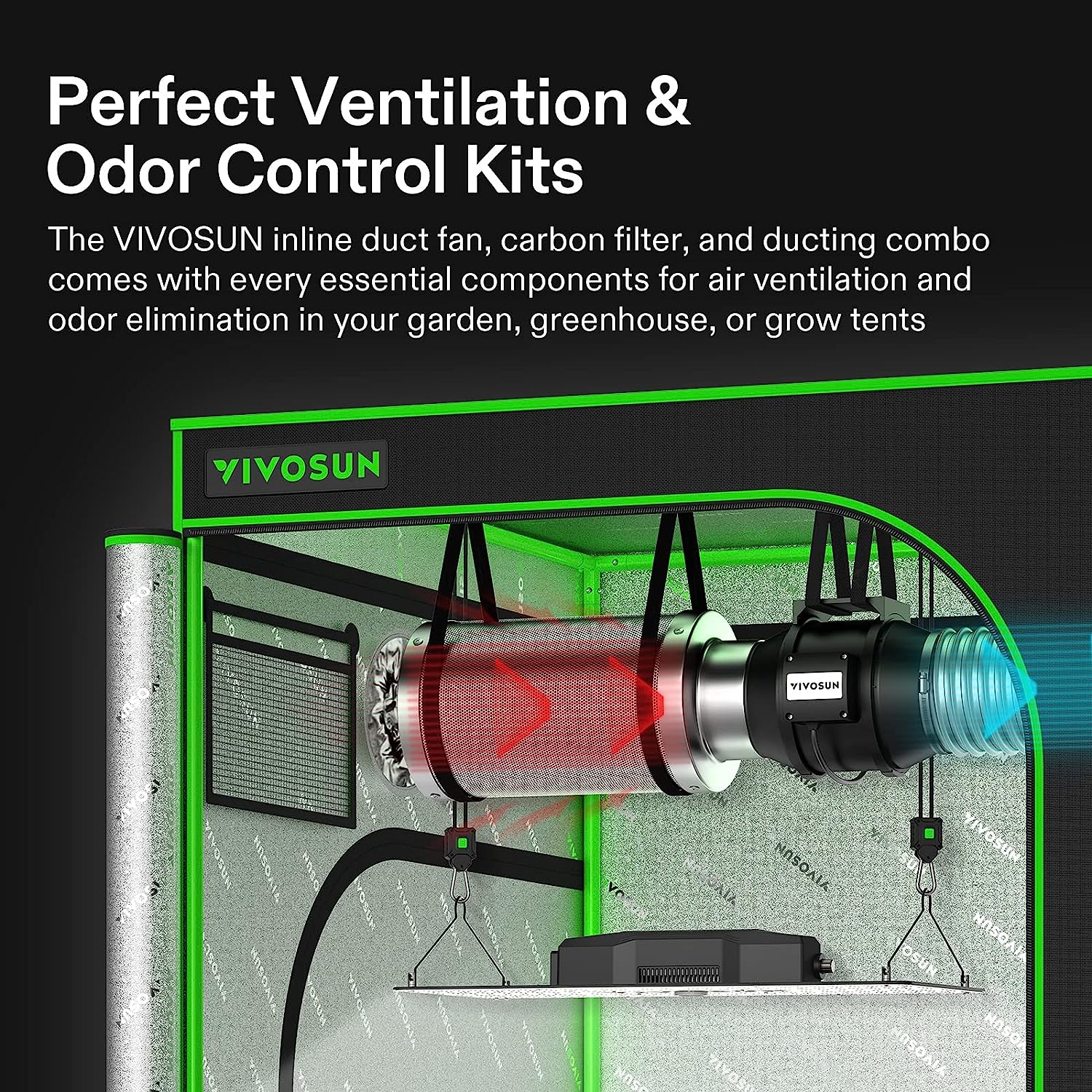 VIVOSUN Inline Fan with Speed Controller Filter Clamp Kit - Green Thumb Depot