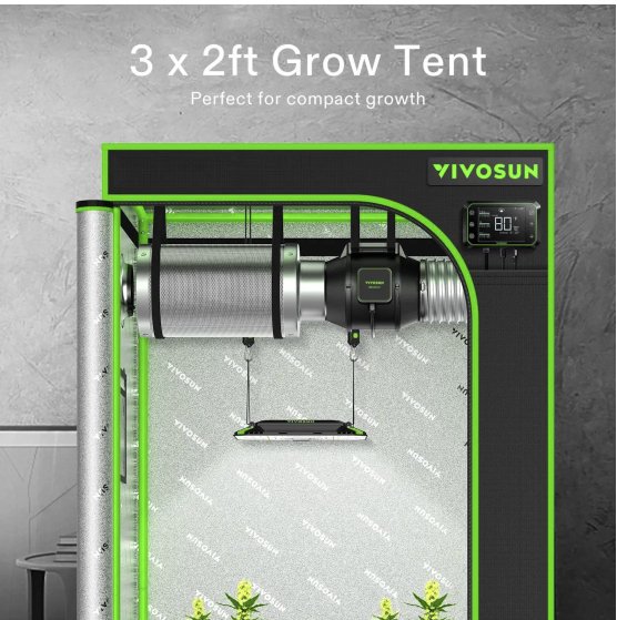 Vivosun Mylar 3x2 Grow Tent, 36″ x 20″ x 63″ - Green Thumb Depot