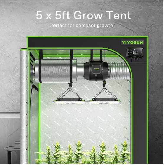 Vivosun Mylar 5x5 Grow Tent, 60″ x 60″ x 80″ - Green Thumb Depot