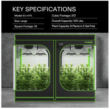 Vivosun Mylar 8x4 Grow Tent, 96″ x 48″ x 80″
